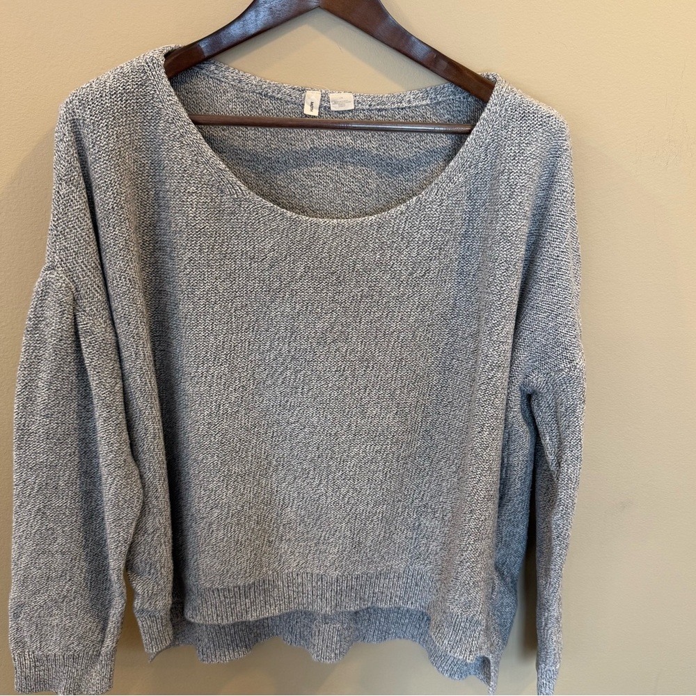 Anthropologie Moth Fairview Pullover Sweater Gray Marled Cotton Women’s Size L - Picture 4 of 11